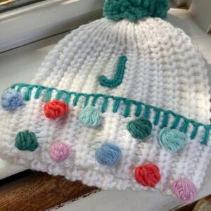 Anthropologie Monogram Pom Toddler Beanie